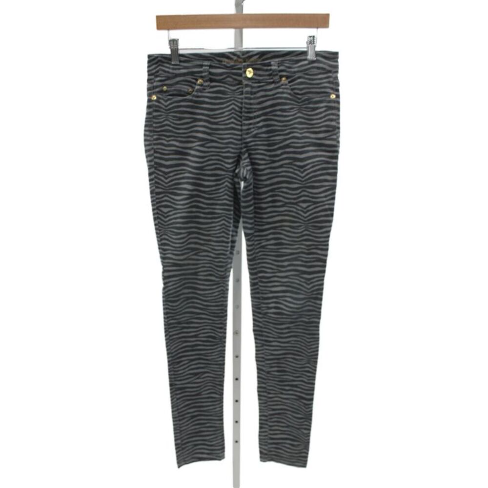 Michael Kors Womens Ankle Pants Gray Animal Print Mid Rise Cotton Size 6